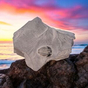 Real Trilobite Fossil In Black Shale Matrix.